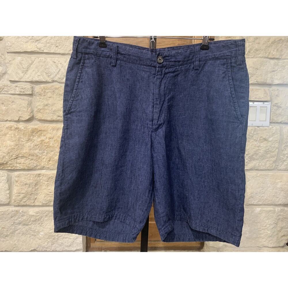 Turtleson Men's 100% Linen Shorts Dark Blue 10” Inseam Size 36